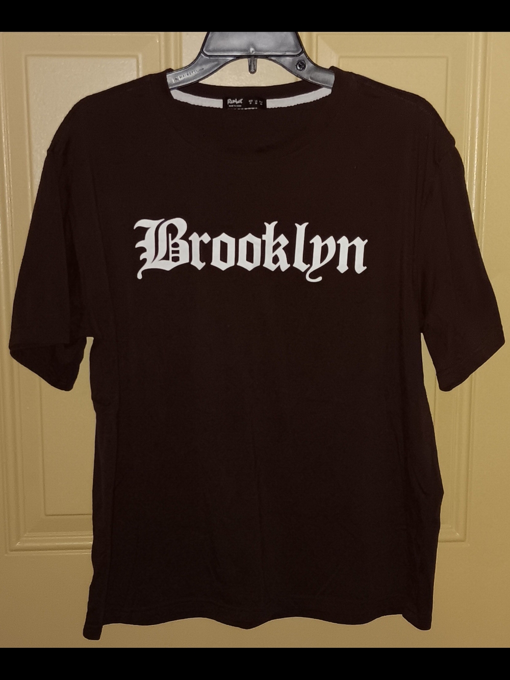 ROMWE Black T-Shirt with White "Brooklyn" Script